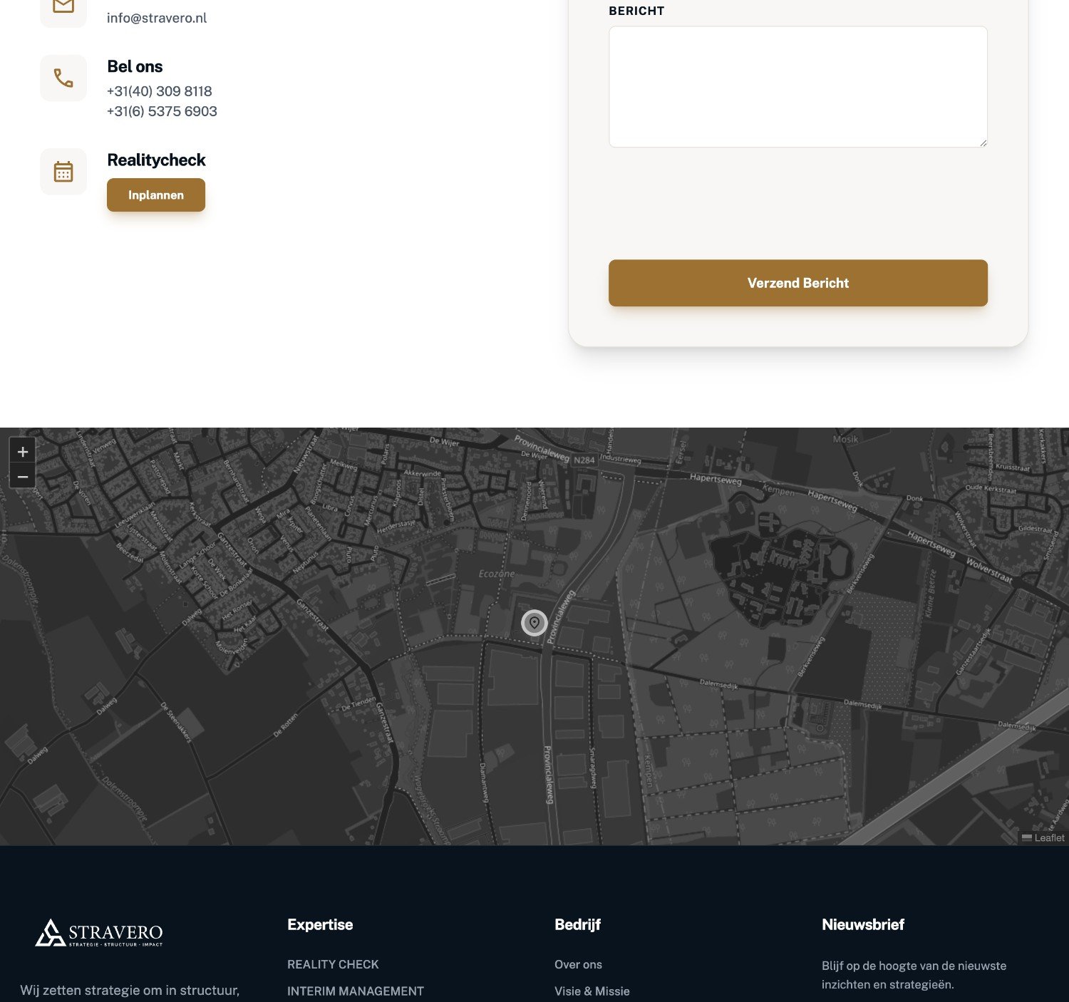 Contactpagina met live kaart